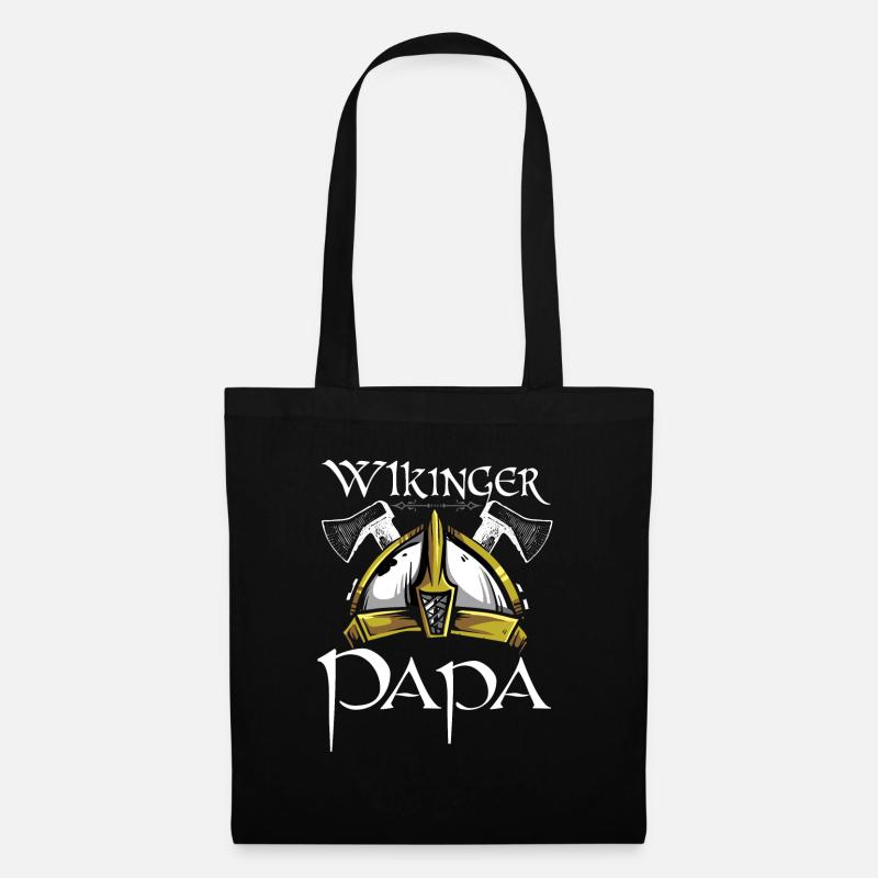 Wikinger Papa Helm Vater Dad Odin Myolnir Vikinger - Stoffbeutel - Schwarz