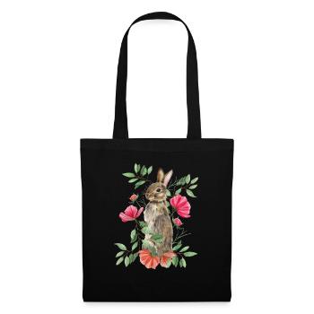 Rabbit with flowers - Tote Bag - black - Front