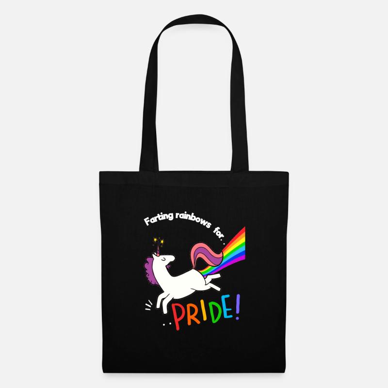 Lustiges Gay Pride Regenbogen Einhorn - Stoffbeutel - Schwarz