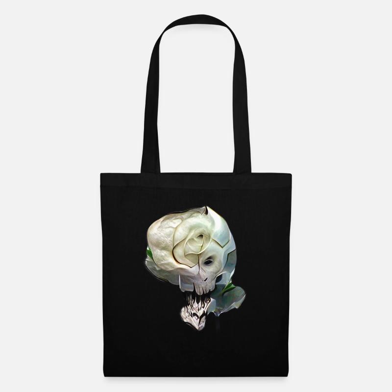 Schädel Rose - Stoffbeutel - Schwarz