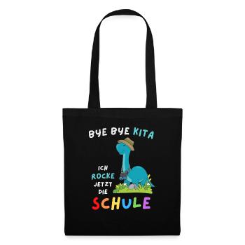 Dinosaurier Schulanfang Einschulung Schulstart - Stoffbeutel - Schwarz - Vorne