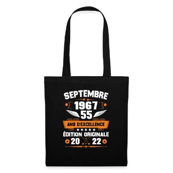 Septembre 1967 Idée cadeau d'anniversaire 55 ans - Sac en tissu - noir - Devant