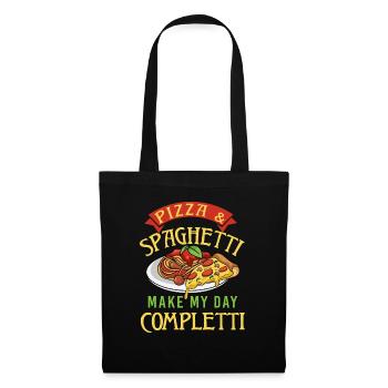 Pizza und Spaghetti machen mich zu Completti Pasta - Stoffbeutel - Schwarz - Vorne