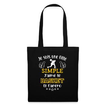 je suis une fille simple j'aime le basket apéro - Sac en tissu - noir - Devant