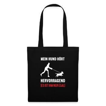 Mein Hund Hört aufs Wort Jack Russel terrierJackie - Stoffbeutel - Schwarz - Vorne
