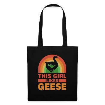Mädchen mag Gänse Natur Wildtiere Nette Gans - Stoffbeutel - Schwarz - Vorne