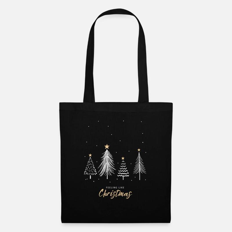 Weihnachtsbäume & Schnee - Stoffbeutel - Schwarz