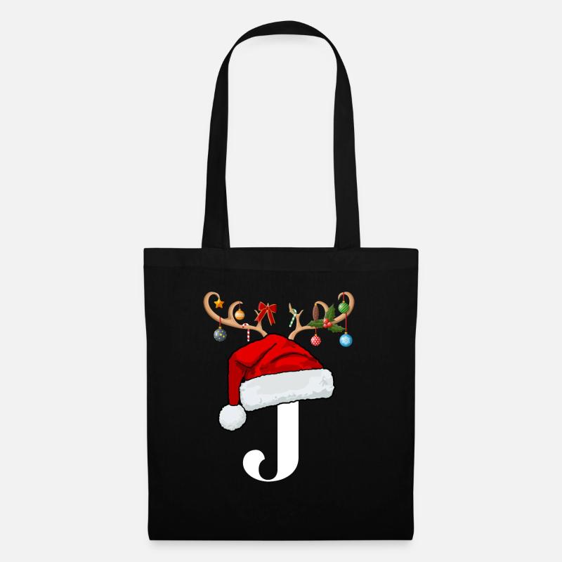 Brief J Weihnachtsmütze - Stoffbeutel - Schwarz