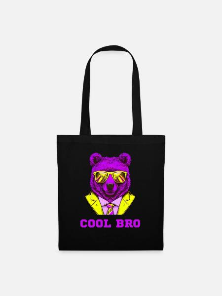 cool bro bär - Stoffbeutel - Schwarz