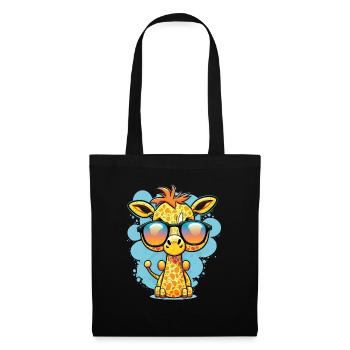 Kawaii mignonne girafe colorée heureuse avec des lunettes de soleil - Sac en tissu - noir - Devant