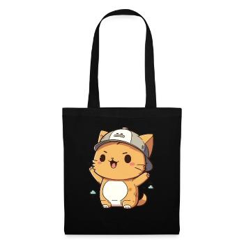 Cute cat wearing a hat - Tote Bag - black - Front