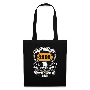 Cadeau anniversaire 15 Ans septembre 2008 Vintage - Sac en tissu - noir - Devant