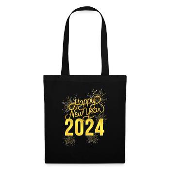 Happy New Year 2024 in Gold - Stoffbeutel - Schwarz - Vorne