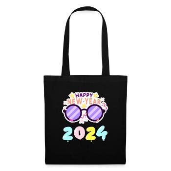 Happy New Year 2024 Brille - Stoffbeutel - Schwarz - Vorne
