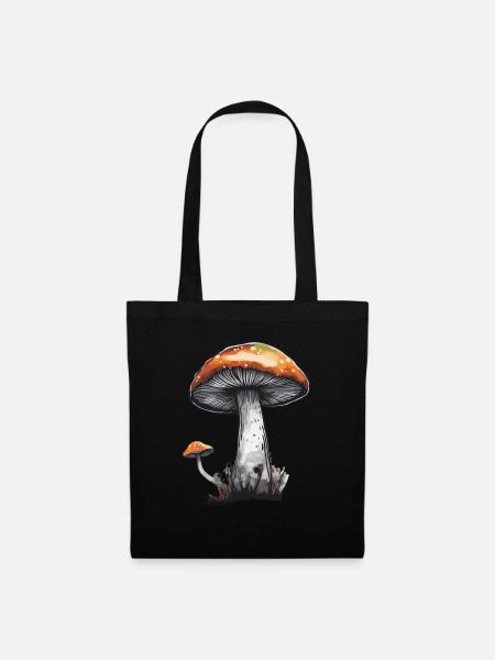 Pilz Steinpilz Champignon Natur Herbst Pfifferling - Stoffbeutel - Schwarz