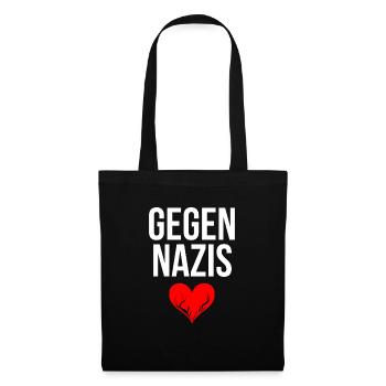 Gegen Nazis - Stoffbeutel - Schwarz - Vorne