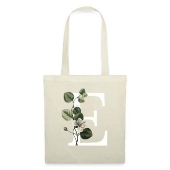 Grüner botanischer Buchstabe E - Stoffbeutel - Natur - Vorne