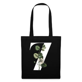Numéro 7 floral vert -7e anniversaire floral - Sac en tissu - noir - Devant