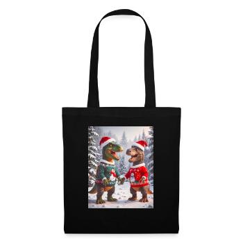 Dinosaurier hässlicher Weihnachtspullover Winter Weihnachten - Stoffbeutel - Schwarz - Vorne