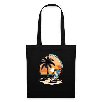 Tropical Nights Palme Strand Sonne Meer Vintage - Stoffbeutel - Schwarz - Vorne