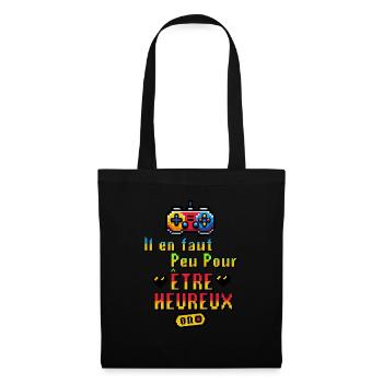 "Joie du Jeu - Bonheur Pixelisé" - Sac en tissu - noir - Devant