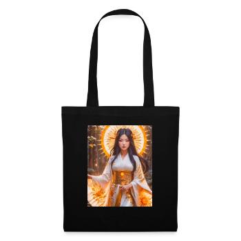 Amaterasu Déesse du soleil rayonnante en kimono blanc avec - Sac en tissu - noir - Devant