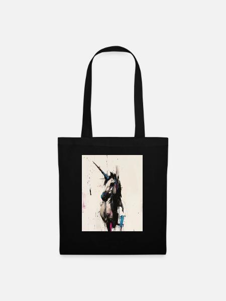Einhorn-Gemälde - Stoffbeutel - Schwarz