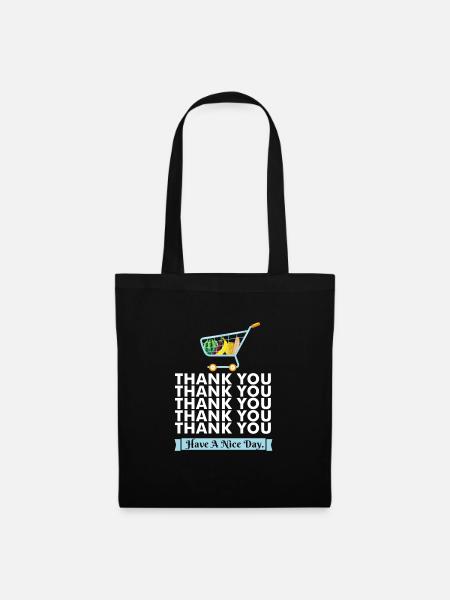 Die Einkaufstasche / Der Einkaufswagen! - Geschenk - Stoffbeutel - Schwarz