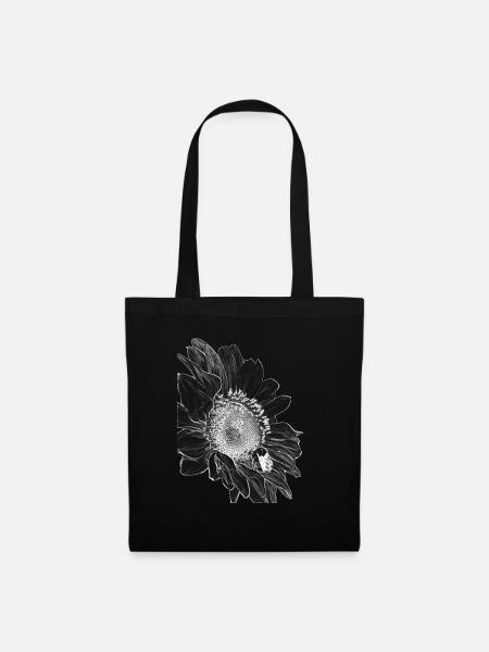 Sonnenblume Black&White - Stoffbeutel - Schwarz
