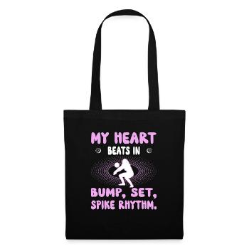 Volleyball Heart beats in Bump, Set, Spike Rhythm - Stoffbeutel - Schwarz - Vorne