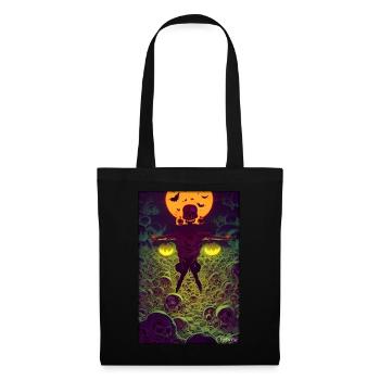Squelette Crâne Épouvantail Citrouille Rose - Sac en tissu - noir - Devant