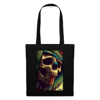 Squelette de plume de perroquet de crâne - Sac en tissu - noir - Devant