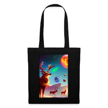 Reindeer Christmas Space Galaxy Universe Map - Tote Bag - black - Front