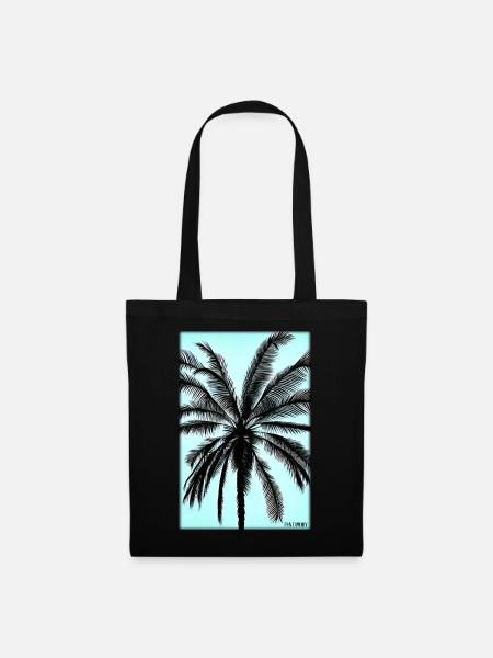 Palme Strand Urlaub Sommer Sonne Meer Reise Ferien - Stoffbeutel - Schwarz