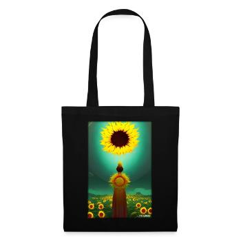 Astéracées de tournesol Fleur Printemps Prairie Verte - Sac en tissu - noir - Devant