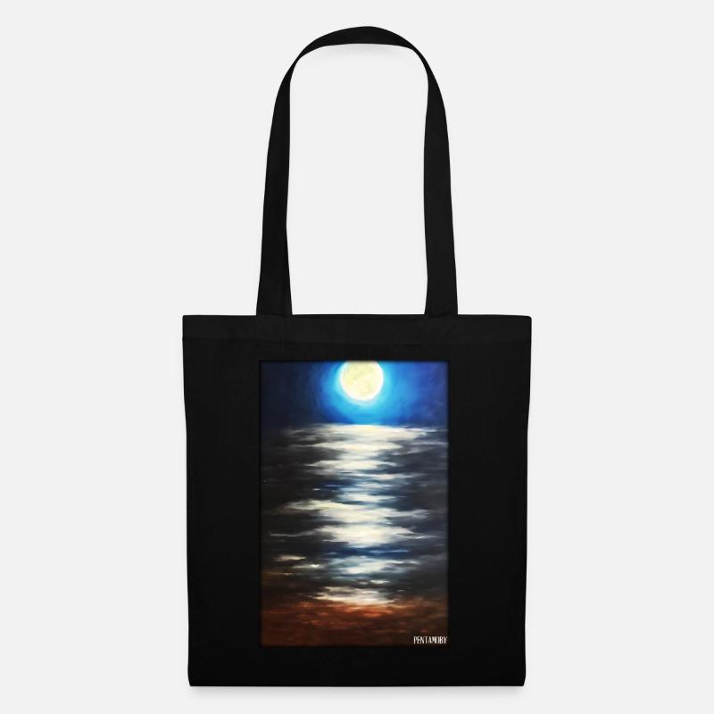 Moon Night Evening Nature Rest Moonlight Full Moon - Tote Bag - black