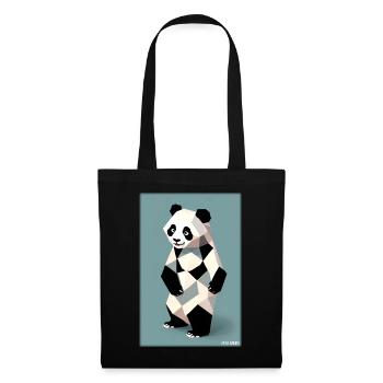 Panda Polygon Wild Pandabär Wildnis Zoo Tier - Stoffbeutel - Schwarz - Vorne