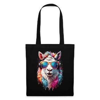 Pferd cool Pony bunt Sonnenbrille Regenbogen - Stoffbeutel - Schwarz - Vorne