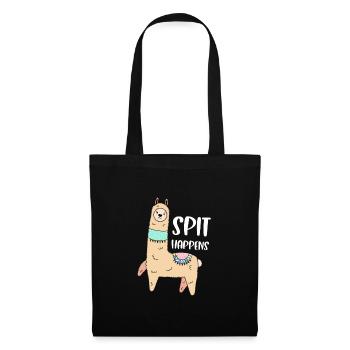 Spit happens Funny llama quote with sweet lama - Tote Bag - black - Front