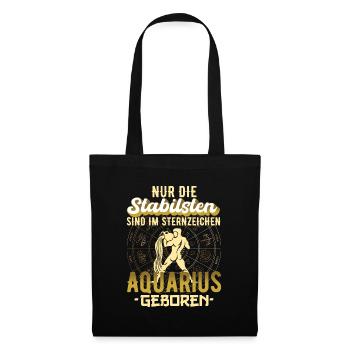 Sternzeichen Aquarius Wassermann Geschenkidee - Stoffbeutel - Schwarz - Vorne