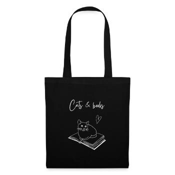 Idée cadeau de lecture de livre pour chat - Sac en tissu - noir - Devant