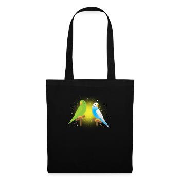deux perruches vertes et bleues - Sac en tissu - noir - Devant
