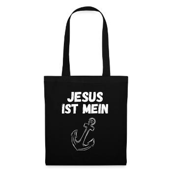 Jesus ist mein Anker Christlich Geschenk - Stoffbeutel - Schwarz - Vorne