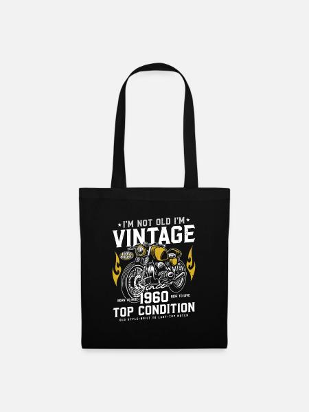 1960 Jahrgang Geburtstag Vintage Retro Motorrad - Stoffbeutel - Schwarz