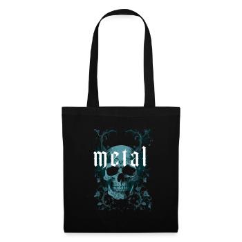 conception de crâne en métal - Sac en tissu - noir - Devant