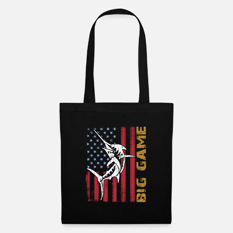 Springender Marlin mit US Flagge Hochseefischen - Stoffbeutel - Schwarz