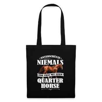 Quarter Horse Pferde Shirt-UNF - Stoffbeutel - Schwarz - Vorne