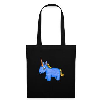 Einhorn knuffig Zeichnung - Stoffbeutel - Schwarz - Vorne