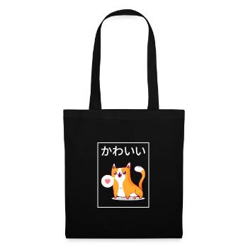 Kawaii Katze - Stoffbeutel - Schwarz - Vorne