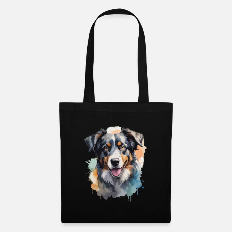 Australian Shepherd Hund Coole Farbexplosion - Stoffbeutel - Schwarz